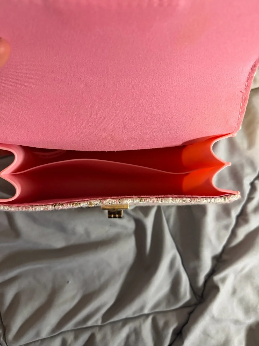 Pink Tweed Chain-Handle Shoulder Bag